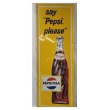 Vtg Say Pepsi Please Metal Sign