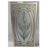 Vtg Floral Design Glass Panel