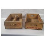 2 Vtg Pepsi Wooden Crates
