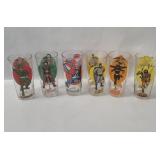 6 Pepsi D C Comics Glasses 1976