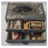Vtg Metal Tackle Box W/ Gear