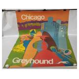 Vtg Chicago Greyhound Lithograph Poster