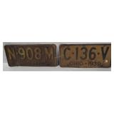 1930's Ohio License Plates