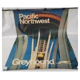 Vtg Pacific Northwest Greyhound Lithograph Poster