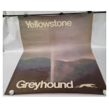 Vtg Yellowstone Greyhound Lithograph Poster