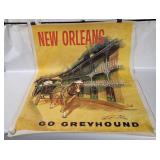 Vtg New Orleans Greyhound Lithograph Poster