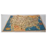 Vtg Greyhound Lines U S Map Poster