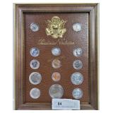 Framed Presidential Collection U S Coins 1940-70's