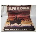 Vtg Arizona Greyhound Lithograph Poster