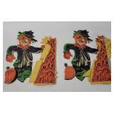 2 Vtg Honeycomb Tissue Scarecrows