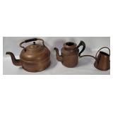 Vtg Copper Tea Kettles & Watering Can