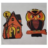 Vtg H E Luhrs Diecut Owl & Witch