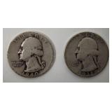 2 Washington Silver Quarters - 1935, 1940