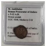 9-12 A D Judaea M. Ambibulus Prutah Coin