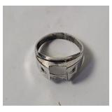 Sterling Mens Ring, Missing Stone