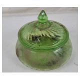 Green Lidded Glass Candy Dish