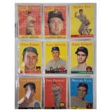 (9) 1958 Topps Baseball Cards