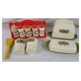 Vintage Sterilite Seasoning Set Butter Dish, etc