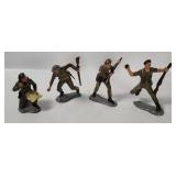 1963 Marx Canadian Soldier Plastic Figures (4)