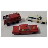 3 Vtg Lesney Diecasts - Ambulance, Fire Chief