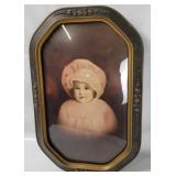 Antique Convex Glass Framed Baby Portrait