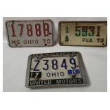 Vtg Ohio & Florida Motorcycle License Plates