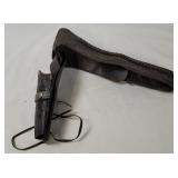 Vtg Tooled Leather Belt W/ Holster