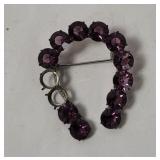 Vtg Sterling Brooch, Missing 2 Stones