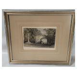 Framed Antique Market Cross Engraving Art