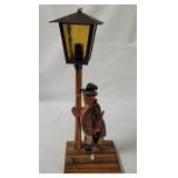 Vtg Carved Wood Drunk Hobo Musical Lamp