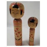2 Vtg Japanese Kokeshi Wooden Dolls