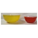 2 Vtg Pyrex Primary Mixing Bowls