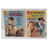 2 Vtg Dell Comic Books - Stoney Burke, The Rebel