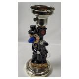 Vtg Drunk Top Hat Man On Post Table Lamp