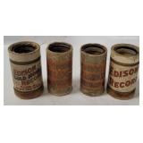 4 Antique Edison Record Cylinders