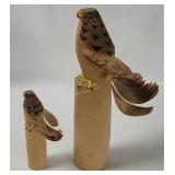 2 Vtg Japanese Carved Wood Eagles