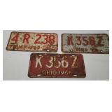 1965, 1966 & 1970 Ohio License Plates