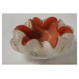Vtg Art Glass Flower Ashtray