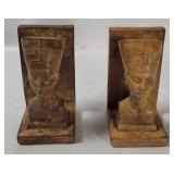 Vtg Egyptian Nefertiti Ceramic Bookends
