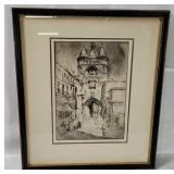 Framed Great Bell Gate Art Signed Paul Roche