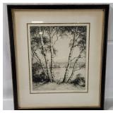 Framed Trees Art Signed Ronau Woiceske