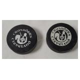 2 Cleveland Crusaders Hockey Pucks