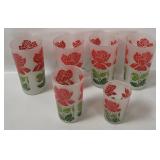 Vtg Floral Frosted Glass Tumblers