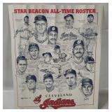 Mlb Indians Star Beacon All Time Roster Poster