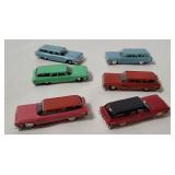 6 Small Plastic Plymouth Station Wagons