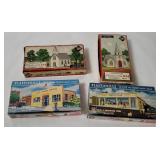 4 Plasticville H O Scale Models - Church, Store