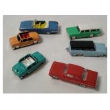 6 Small Plastic/ Diecast Cars - Tootsietoy, Minix