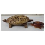 Carved Wood Turtle Figurines