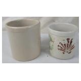 2 Small Roseville Stoneware Crocks