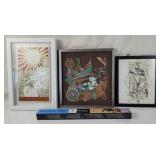 Framed Hippie Style Artwork & Black Board Sticker